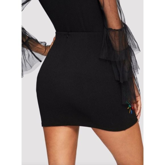 Boho Embroidered High-Rise Mini Skirt - Picture 2 of 6